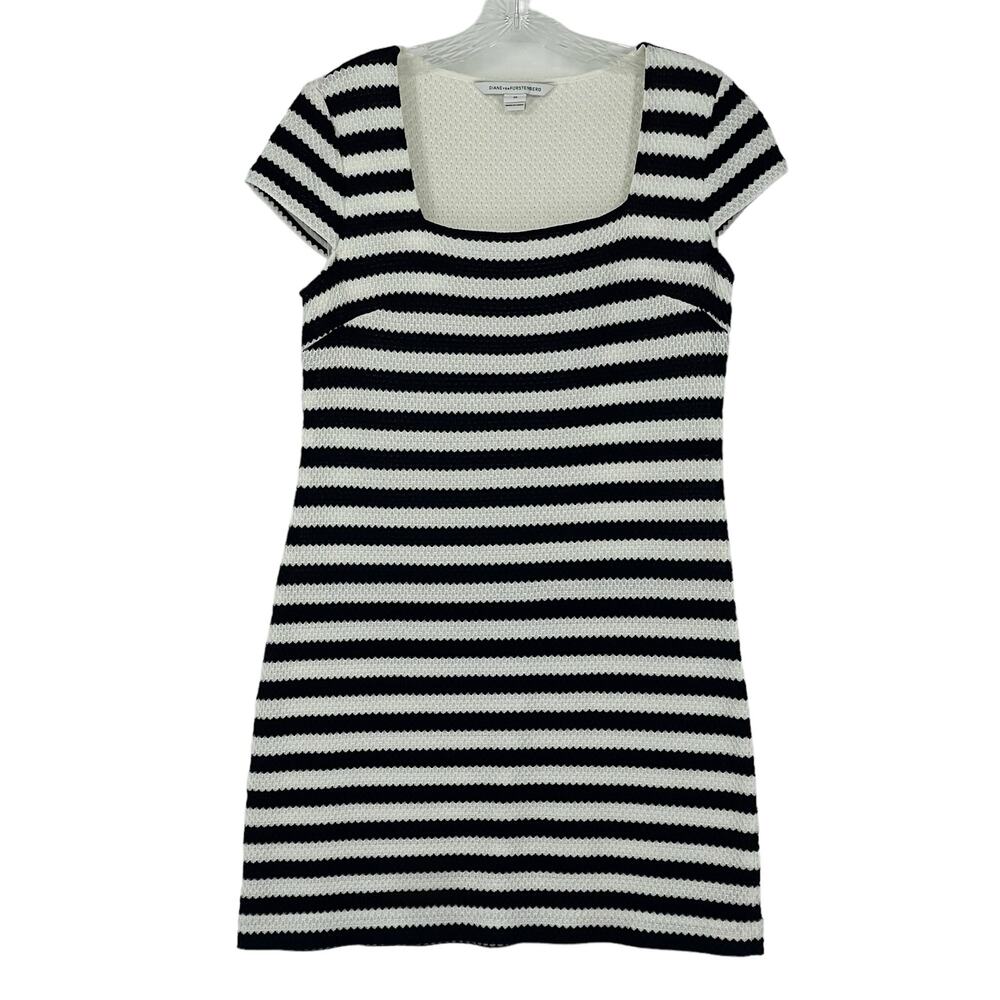 Diane von Furstenberg Suji Navy White Striped Dress Sz 10 Summer Yacht Club
